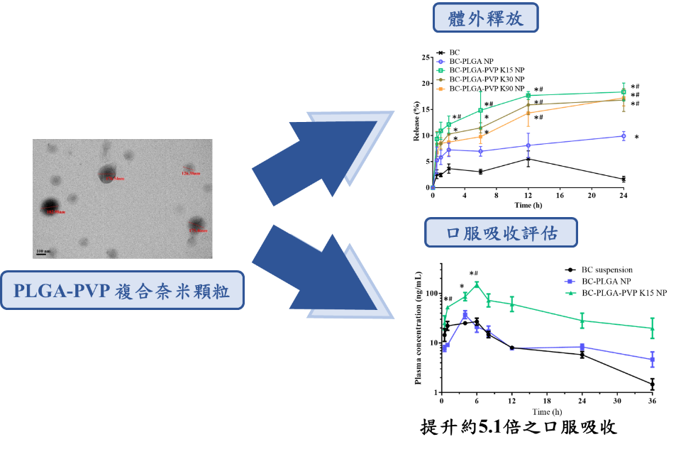 開發複合奈米顆粒以提升難溶性化合物之口服吸收率 中